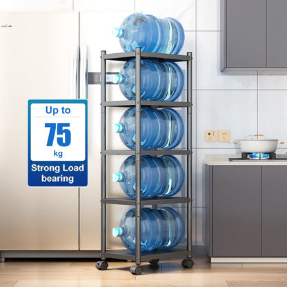 SAYZH Shelving Unit, 5 Tier Standing Heavy Duty Metal Shelving Unit Rack, Multifunctional Narrow Storage Trolley with Wheels and Anti-slip Feet for