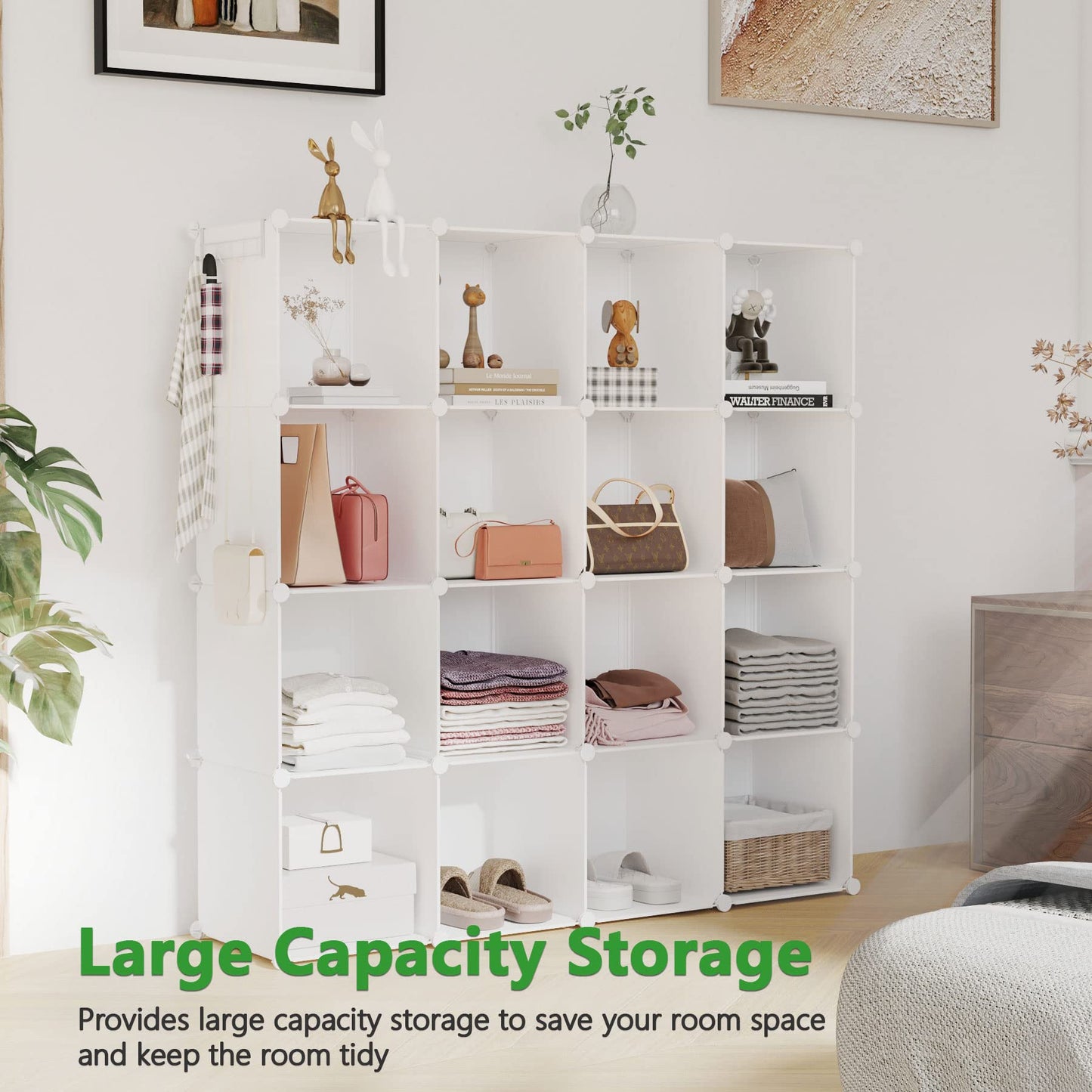 C&AHOME 16-Cube Storage Organizer Without Doors, Plastic Storage Cubes