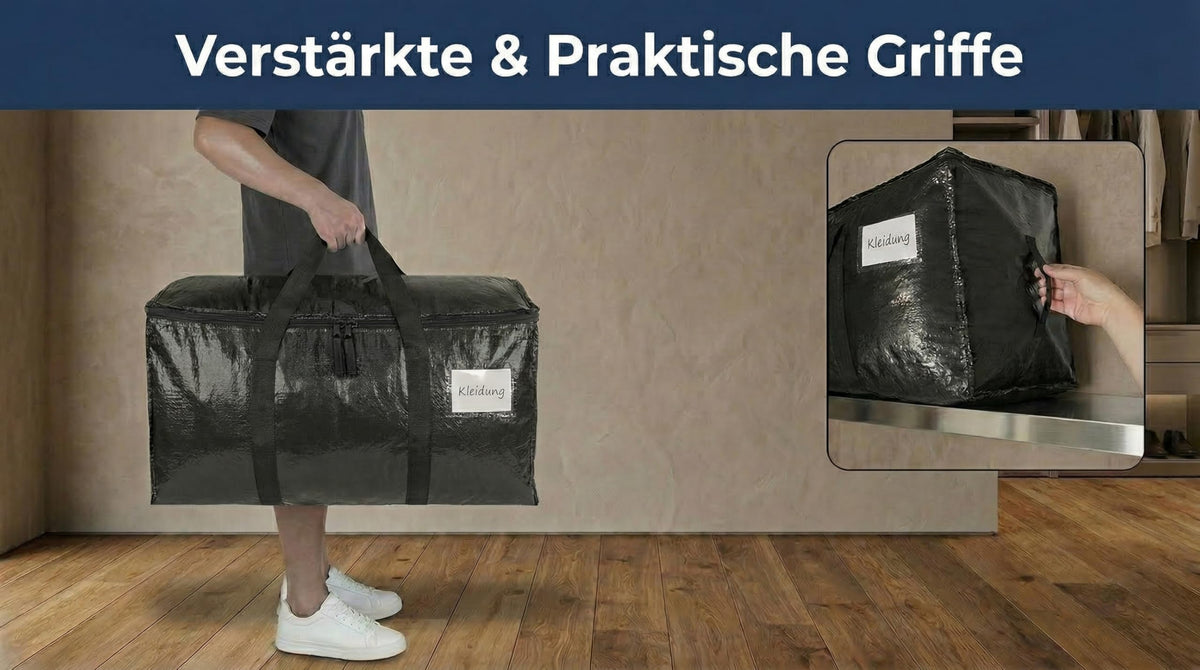 Mesiria Large Storage Bags, Heavy Duty Waterproof Clothes Storage Bag Box Moving Bag Moving Totes Moving Boxes 4, Black
