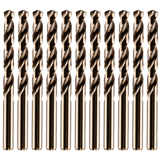 Rennie Tools - Box of 10 x 6mm HSS Gold Cobalt Jobber Drill Bit Set For Stainless Steel, Hard Metals, Aluminium, Cast Iron, Copper. Twist Drill Bit