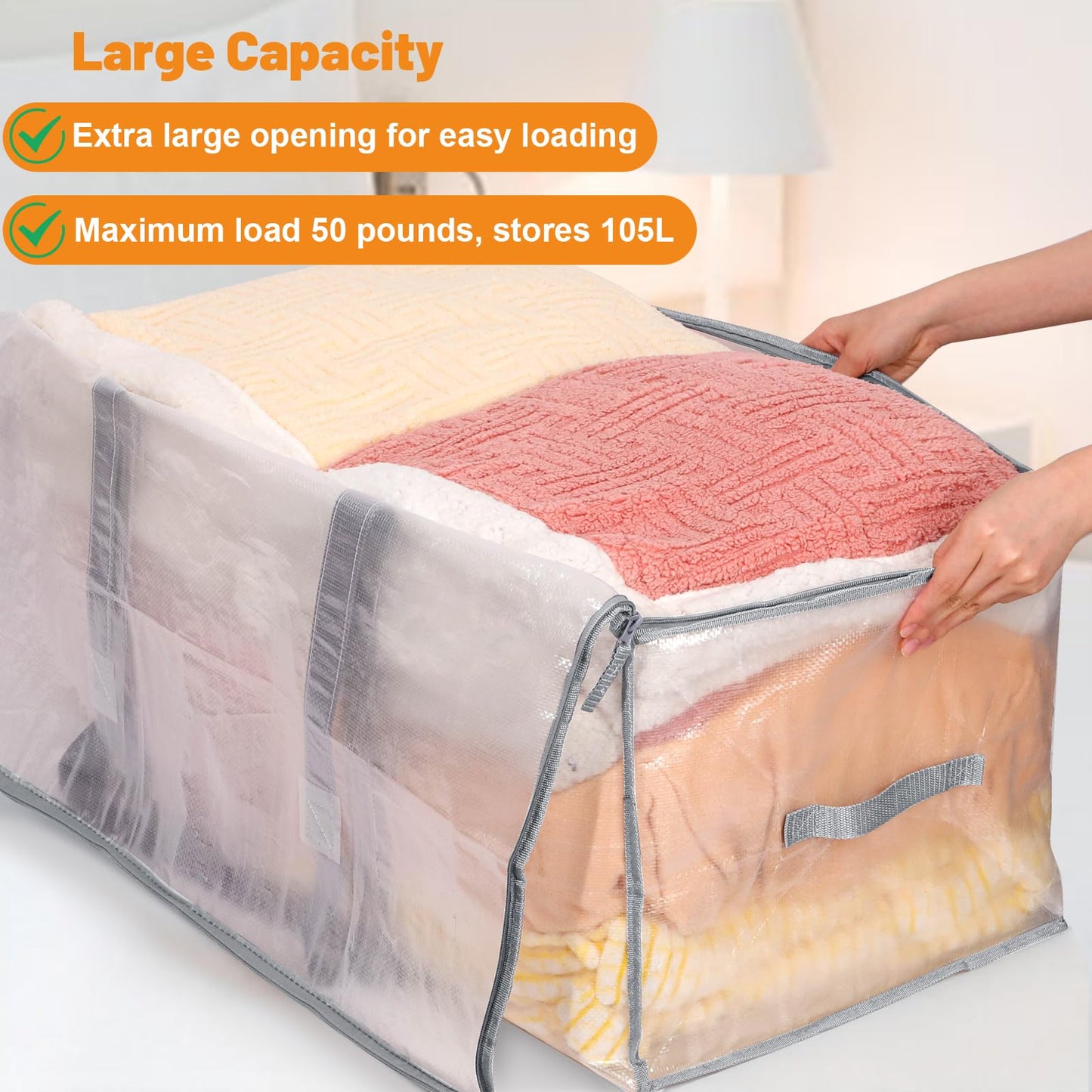 Dntorx 8 Pack 105L Moving Bags Clothes Storage Bags Drom Packing Box, Grey