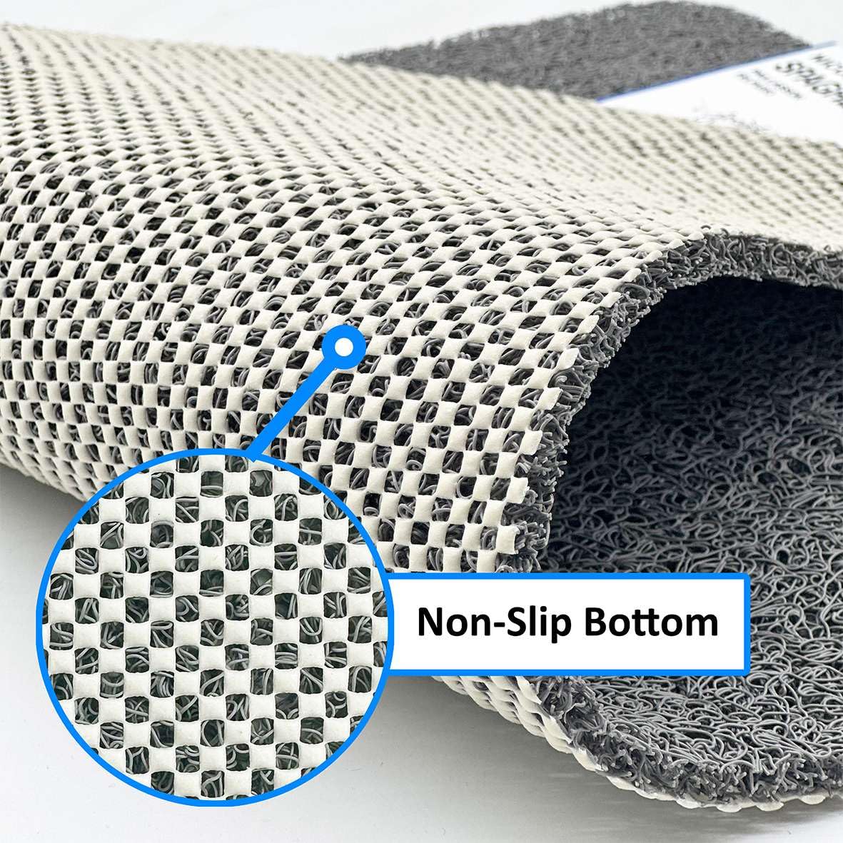 Loofah Shower Mat, Non Slip PVC Spaghetti Mat for Wet Area Inside Shower, Super Comfy Soft Matt, Quick Dry, Bacteria & Mould Resistant, Curved Edge