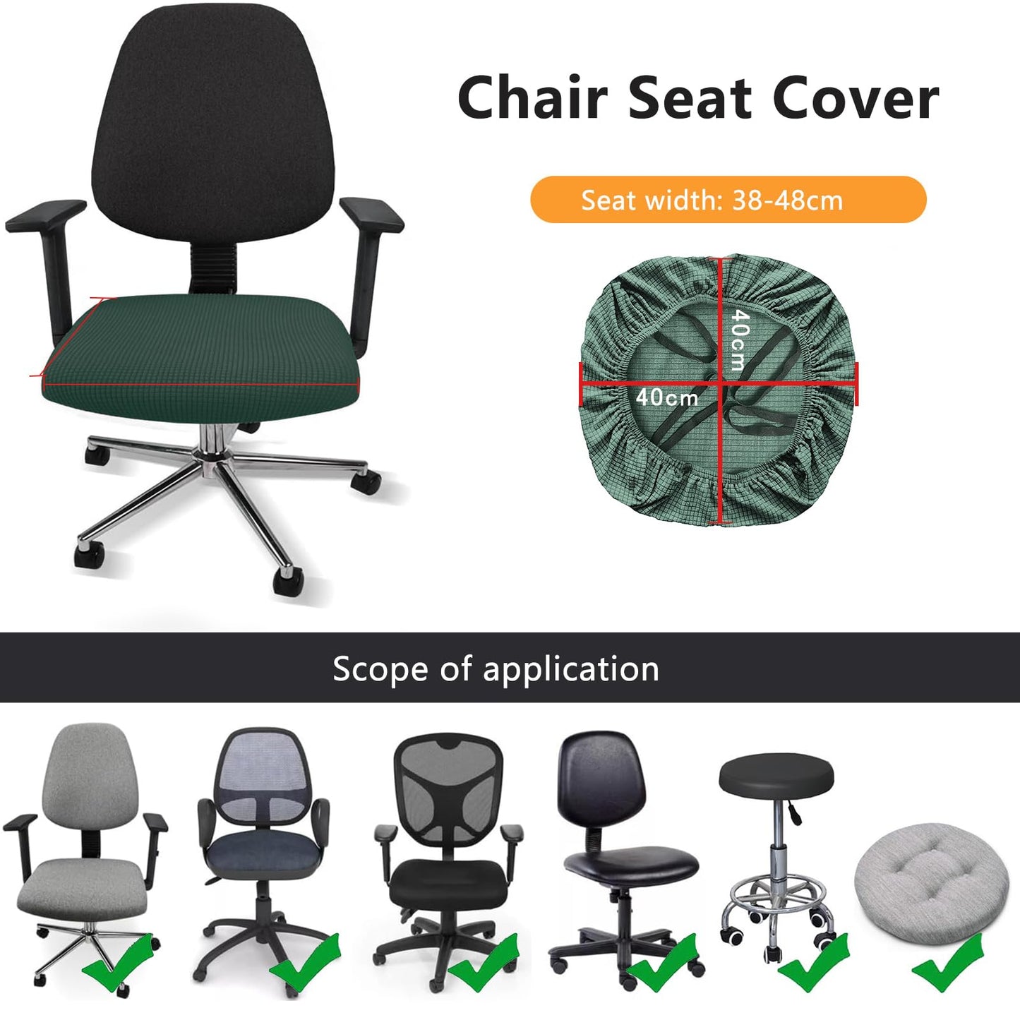 FYTXSZ Office Chair Seat Cover Stretch Elastic Universal Fit Washable Slipcover Seat Protector for Desk Swivel Computer Chairs