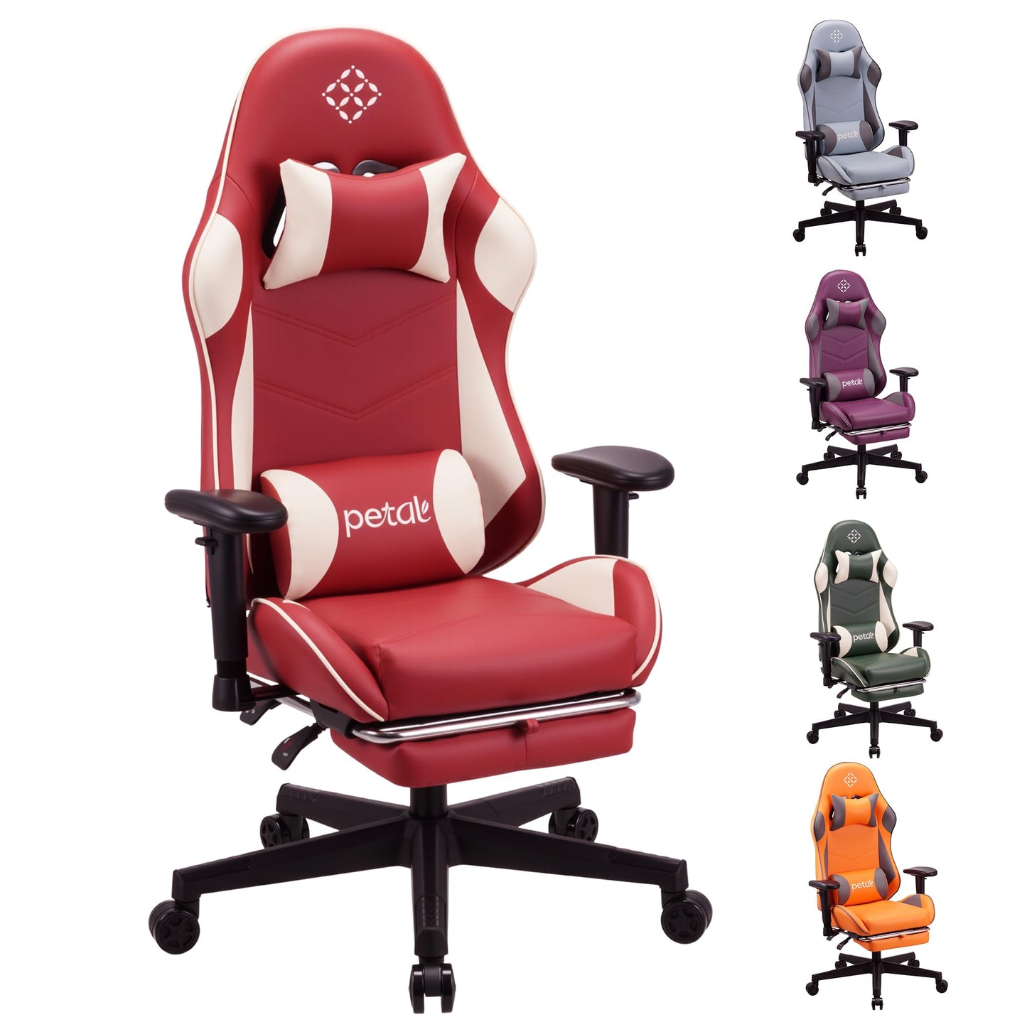 Play haha.Ergonomic reclining seat with footrest adjustable headrest and lumbar cushion high back support padded armrests PU leather finish for