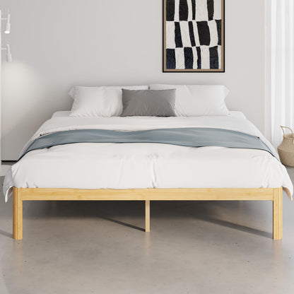 QFtime Bamboo Wood King Size Bed Frame with Metal Slats Support, Platform King Bed Frame, Easy to Install, Noise Free, Sturdy, 30.5 cm High