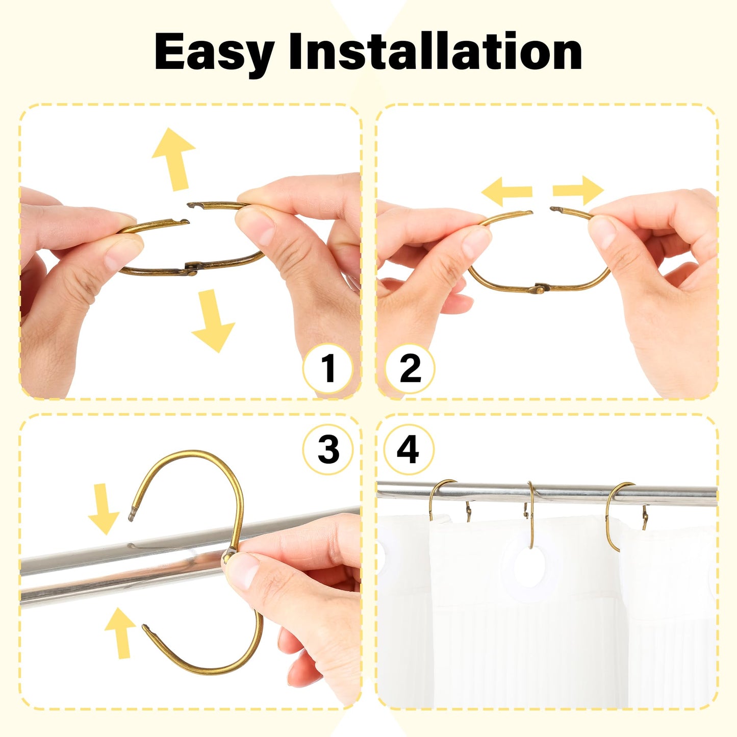 Mafeigu 30Pcs Shower Curtain Hooks,Metal Oval Shower Curtain Hooks