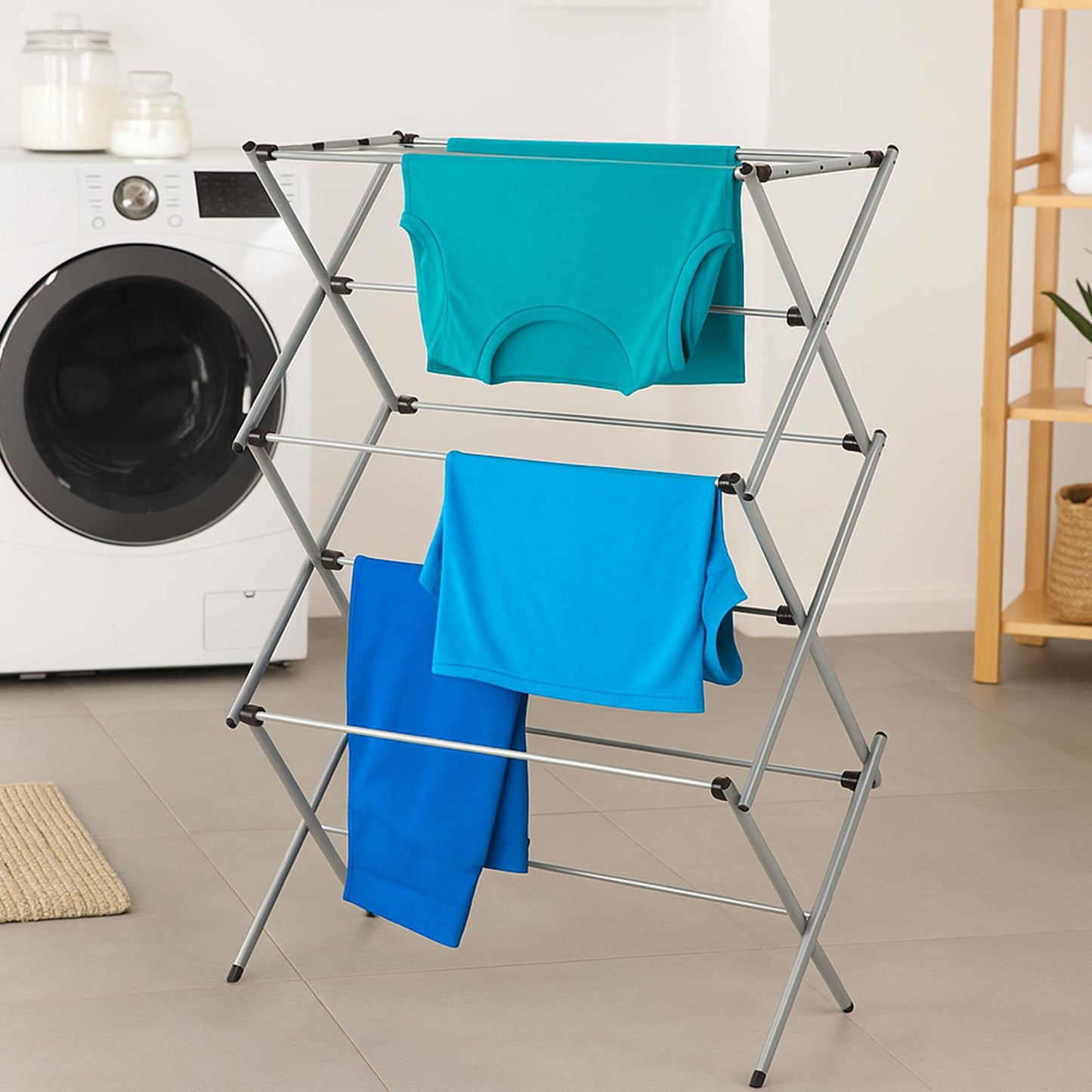 Honey-Can-Do Collapsible Clothes Drying Rack, Alloy Steel, White/Grey
