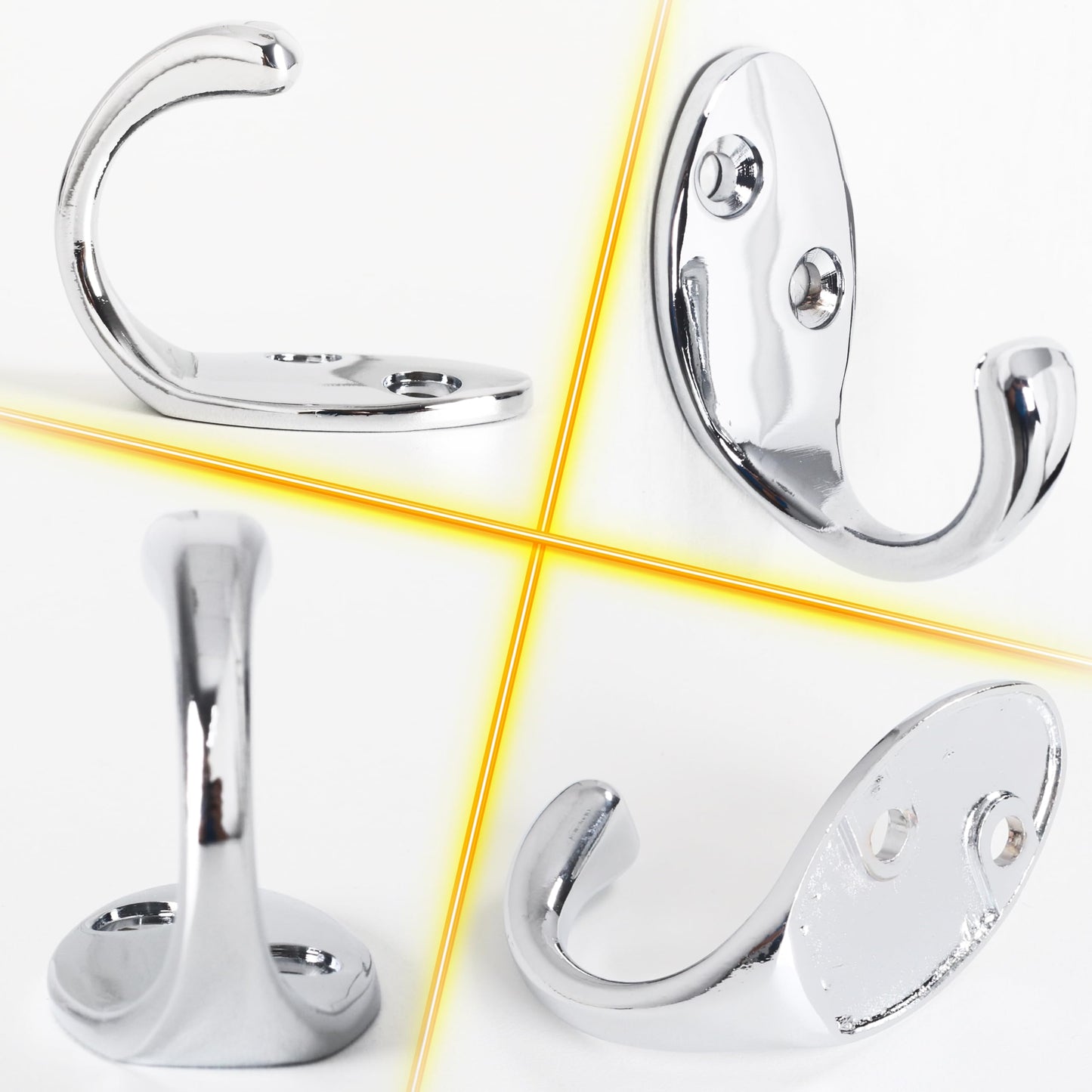RICOO Modern Coat Hooks, MH014-S3, Set of 3 Wall Mounted Coat Rack in Sleek Silver - Premium Zinc Alloy Clothes Hooks for Wall