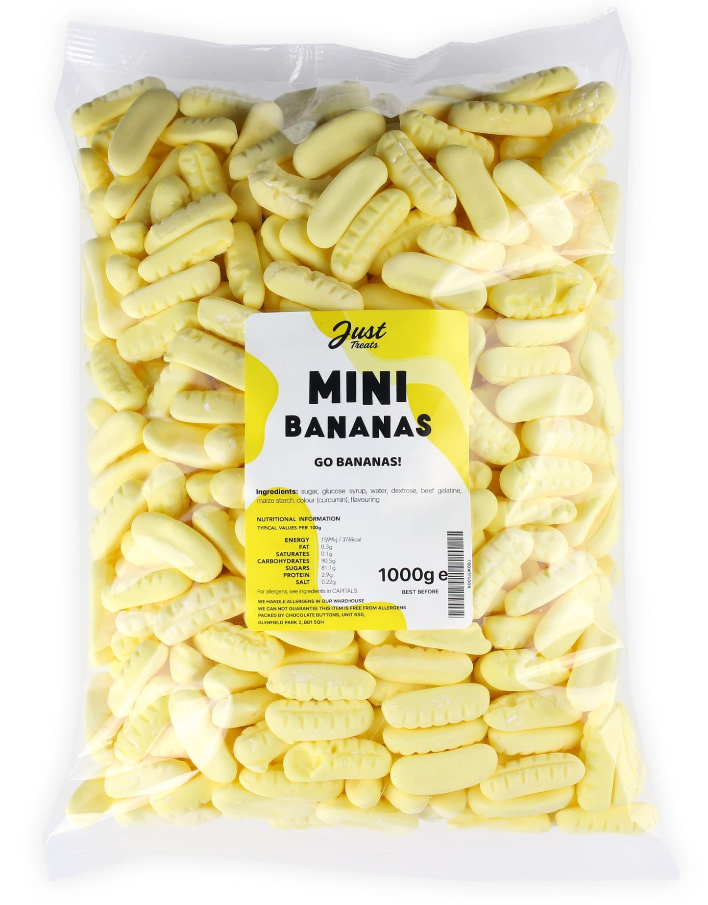Just Treats Mini Foam Bananas (1 Kilo Party Bag)