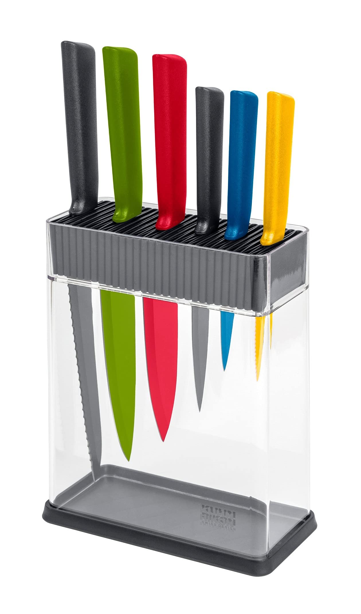 KUHN RIKON Colori+ Mixed Knife Set with Vision Block, Multicolour