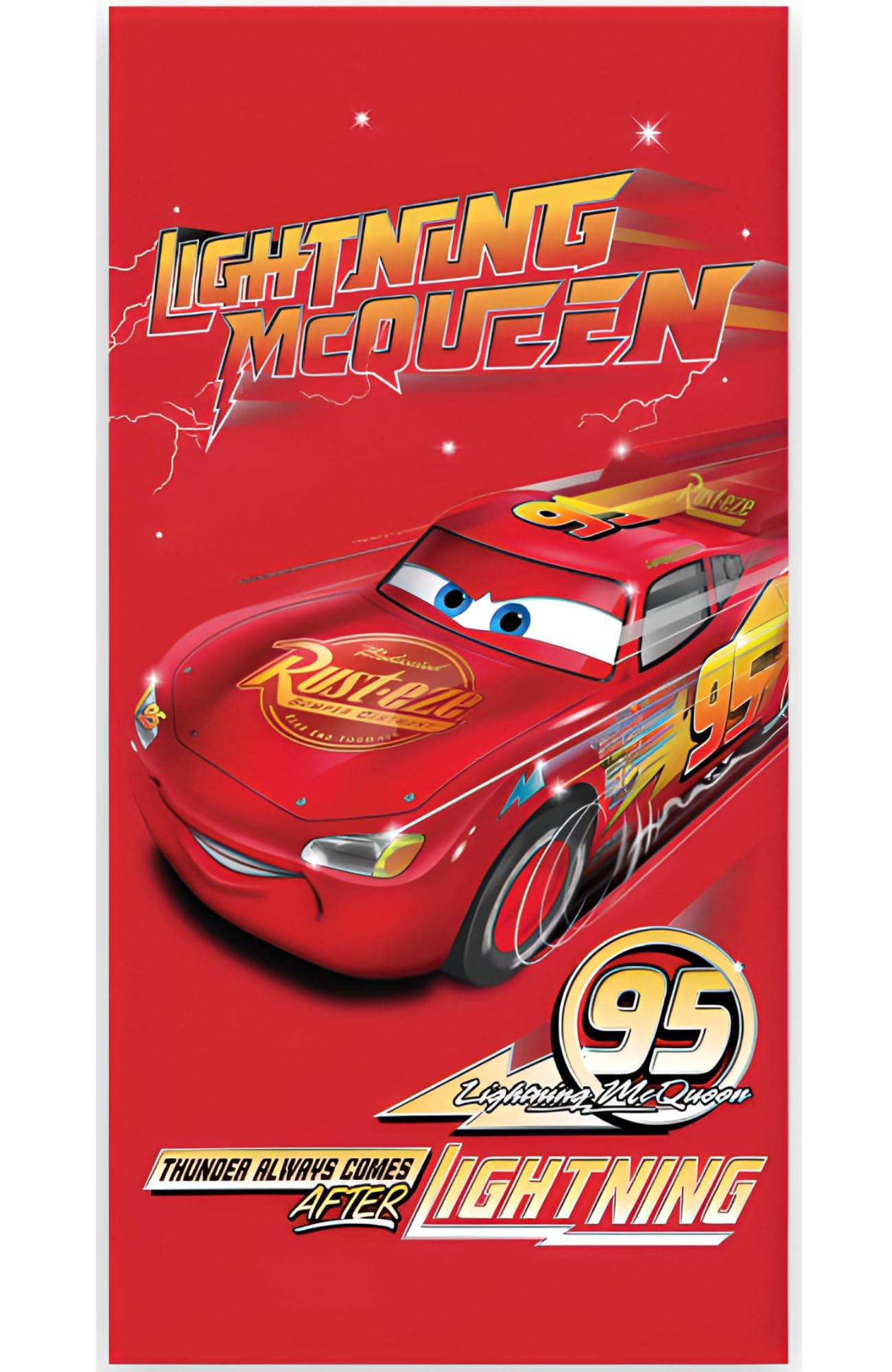 BrandMac Disney Cars McQueen Beach & Bath Towel 70x140cm, 100% Cotton | Soft & Absorbent Kids Bath & Swim Towel | Official Disney Cars Towel