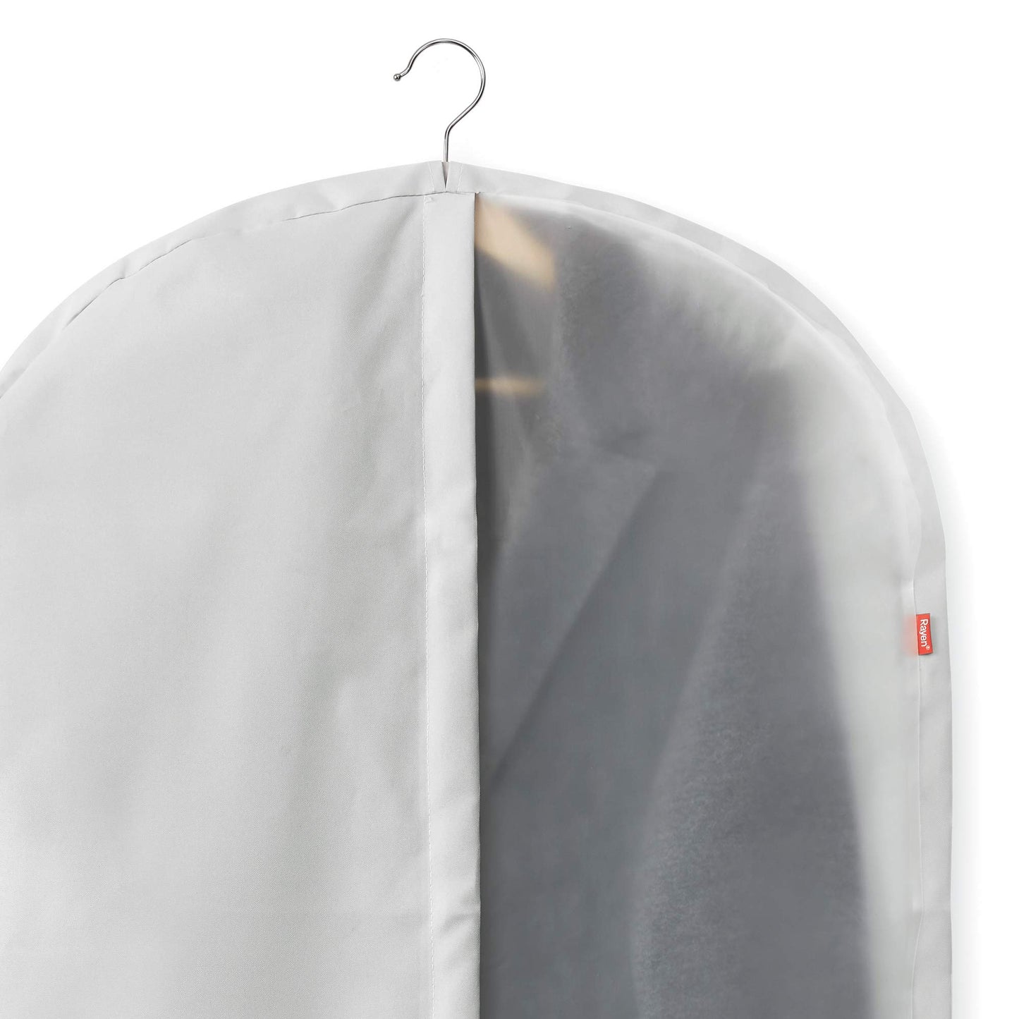 Rayen - Wardrobe clothes cover. Zip-up hanging suit cover. Dress cover resistant to dust, moisture and moths. 60 x 135 cm. Light Grey/Translucent