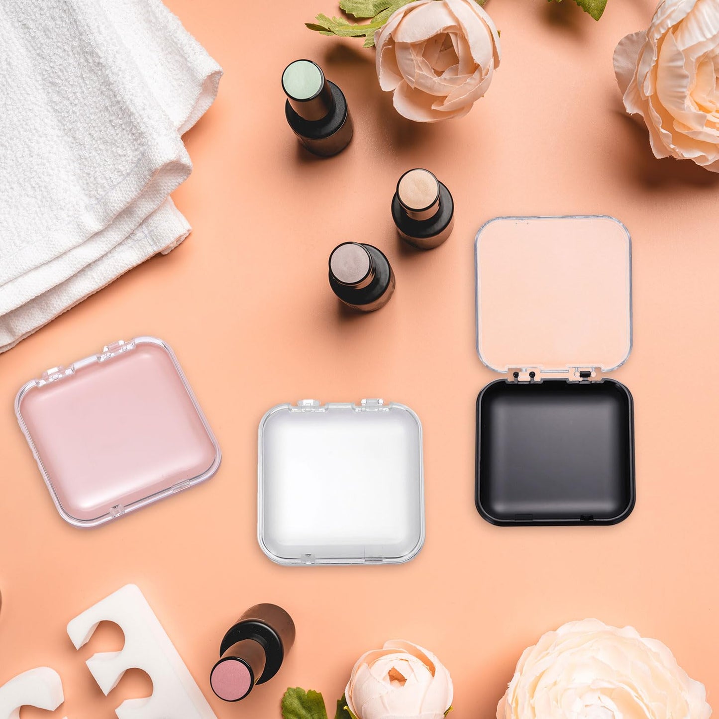sourcing map 2 Pcs Press on Nail Storage Box with Adhesive Double Sided Tape, Acrylic Nail Display Box for Nail Salon Home Storage Supplies