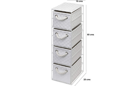 Arpan White 4 Drawer Storage Cabinet Unit Ideal for Home/Office/Bedrooms (4-Drawer Unit -18x25xH65cm)