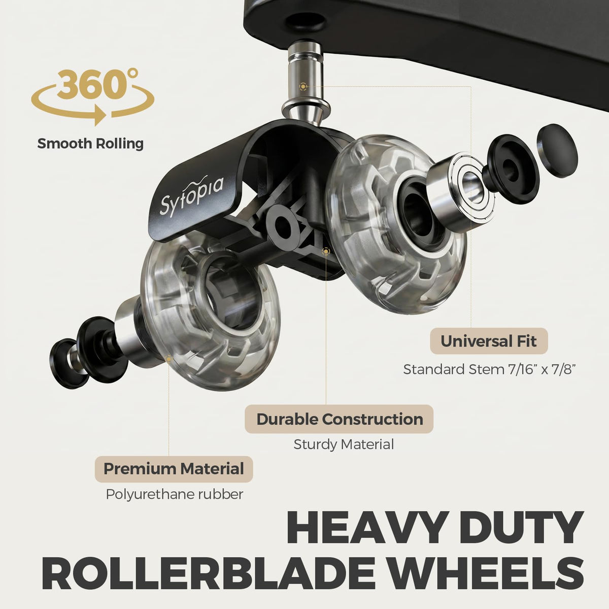 Sytopia Office Chair Wheels With 11×22mm Pin, Universal Fit 2-Inch Castors Replacement, Dual Wheel Rubber Smooth & Silent Chair Casters Wheels