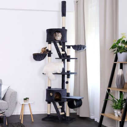 lionto dibea Cat Tree Activity Centre High Ceiling Scratching Post, 240 to 260 cm, Grey
