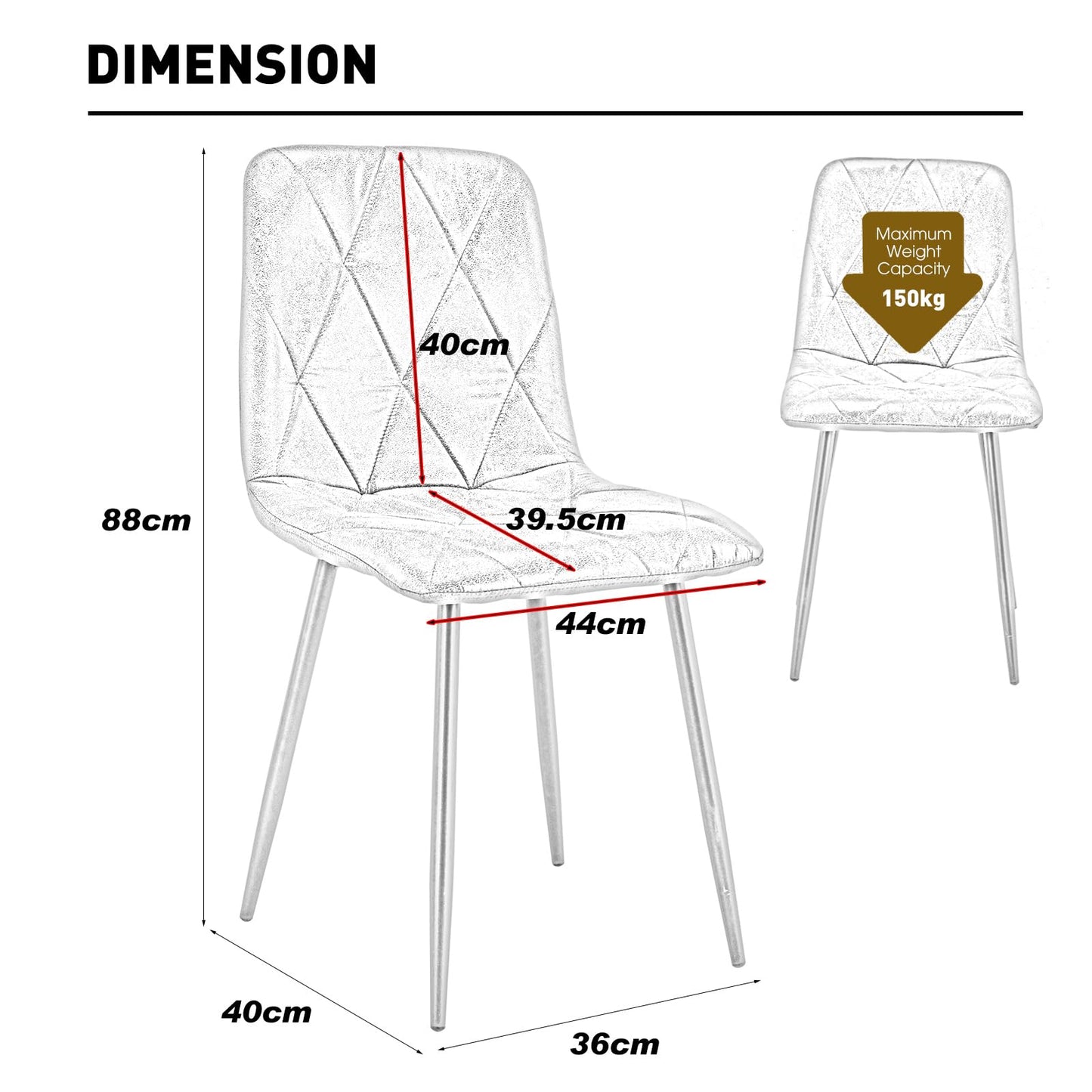 Set of 4 Dining Chairs for Dining Room, Faux Suede Kitchen Chairs, Brown