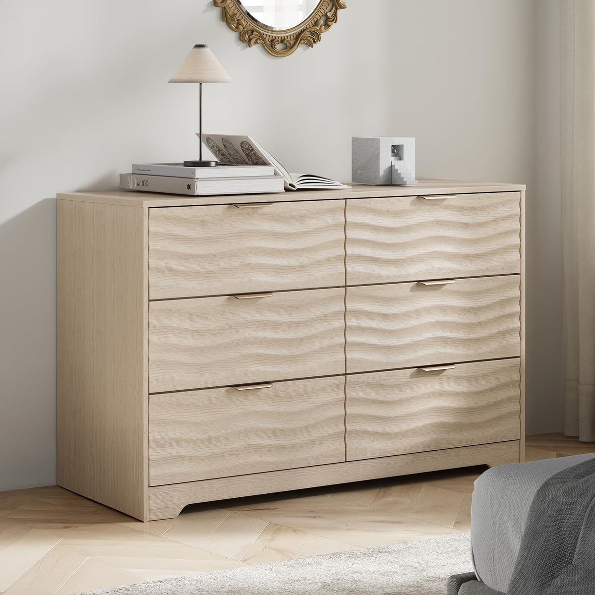 Chest of Drawers 6 Drawers Storage Drawers, Wooden Chest Cabinet with Spacious Clothes Storage, Bedroom Furniture Dresser