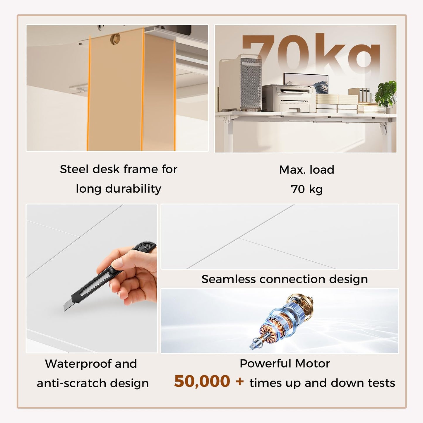 Klicelor Height Adjustable Electric Desk, 2 Memory Buttons, 120x80cm