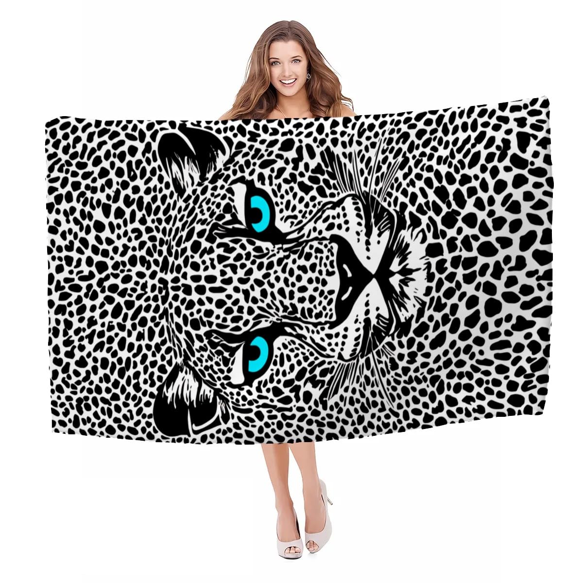 ZABAOBO Microfiber Leopard Beach Towel,Funny Cheetah Lightweight Beach Towels for Women Adults Girls,Funny Bath Towel Gifts for Pool Swim Surf 80X160