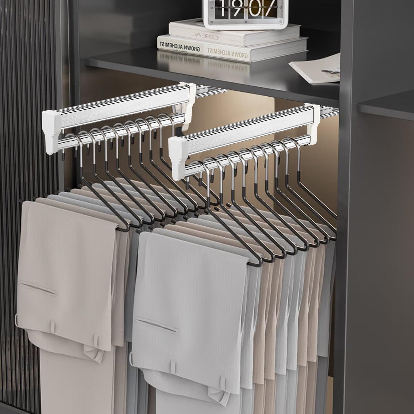 MAFAGE Pull Out Clothes Rail, Adjustable Wardrobe Rail Hanger Rack 447mm