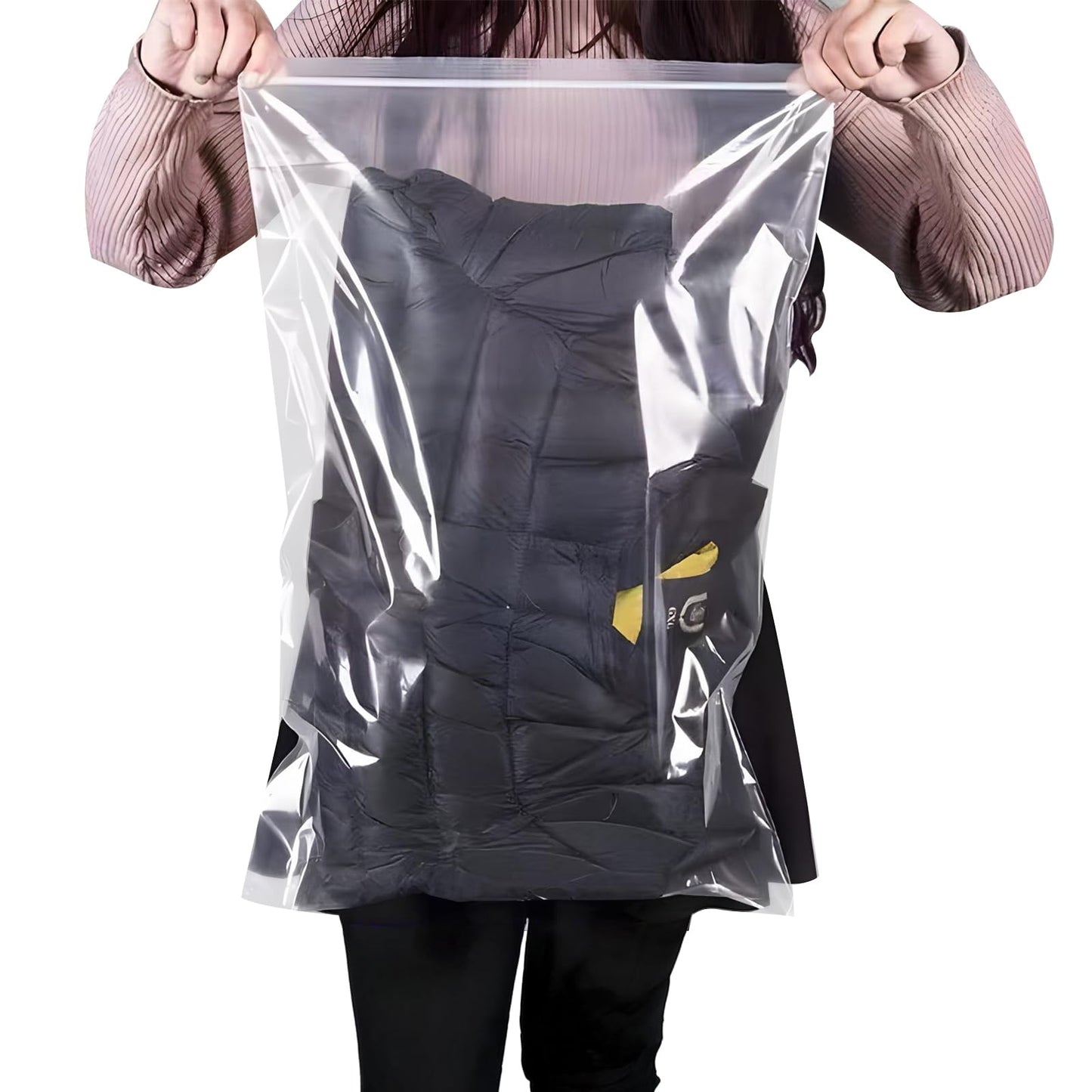 20 Large Zip Lock Bags, 40x60cm Reusable Clear Plastic Storage Bags for Clothes, Travel, Kitchen, Waterproof Sealable Bags for Home, School, Hospital
