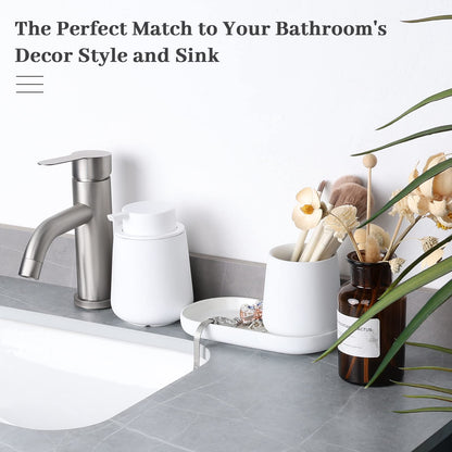 BosilunLife White Bathroom Accessory Set - 3 pcs Ceramic Bathroom Soap Dispenser Set Farmhouse Bathroom Counter Decor Set Accessories