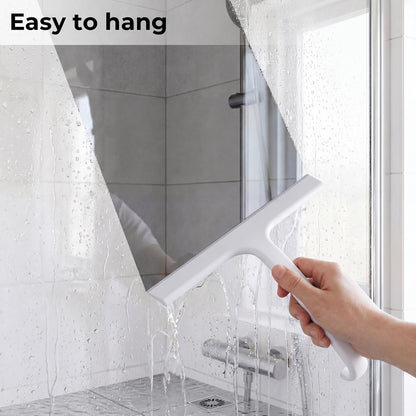 wlich Shower Squeegee, 10" Silicone Shower Wiper for Glass Doors, White