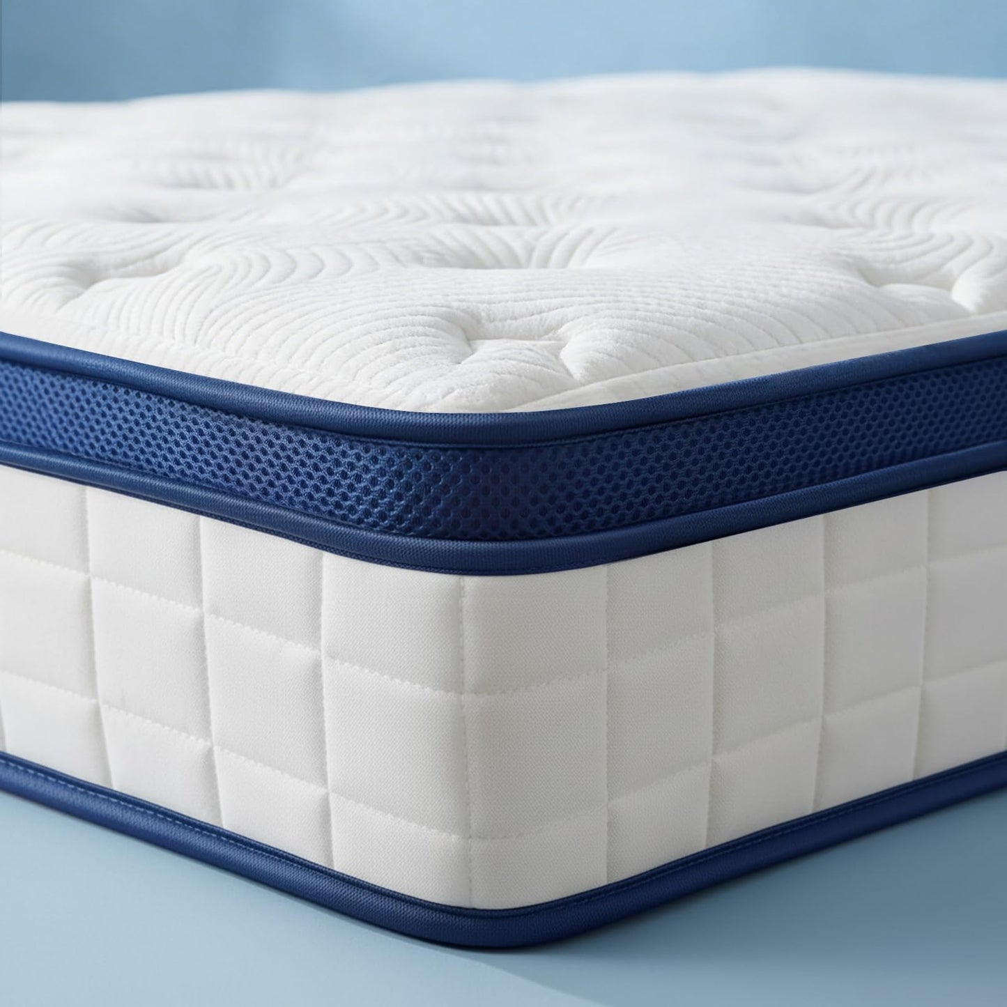 Lavfine Double Mattresses - 4FT6, 10 Inch Memory Foam with Pocket Spring Hybrid, Medium Support, Motion Isolation, Breathable Soft Fabric