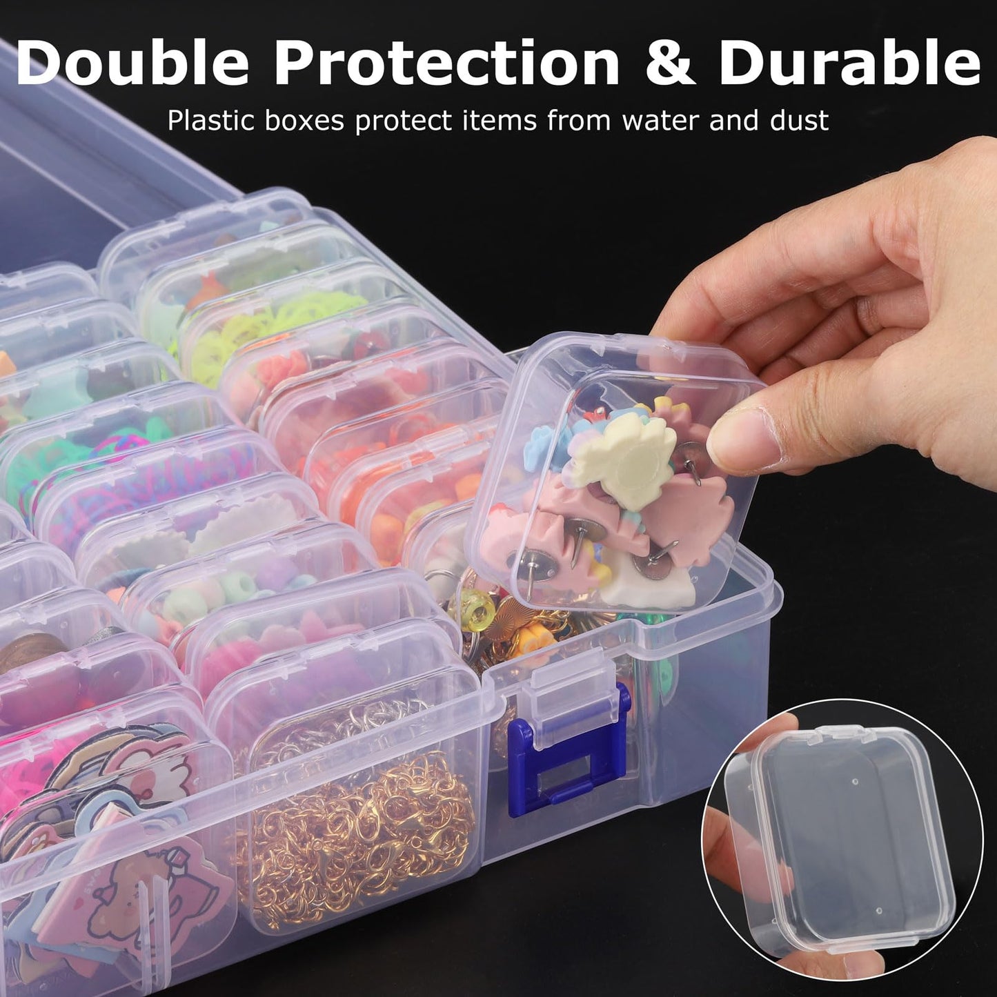 46 Pcs Bead Organizer Box Plastic Storage Box and Rectangle Plastic Cases