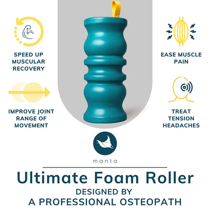 Manta Foam Roller - Firm Massage Roller for Strong deep Tissue Massage - Treat Upper & Lower Back - Improve Spinal Health - Treat Muscle Tension -