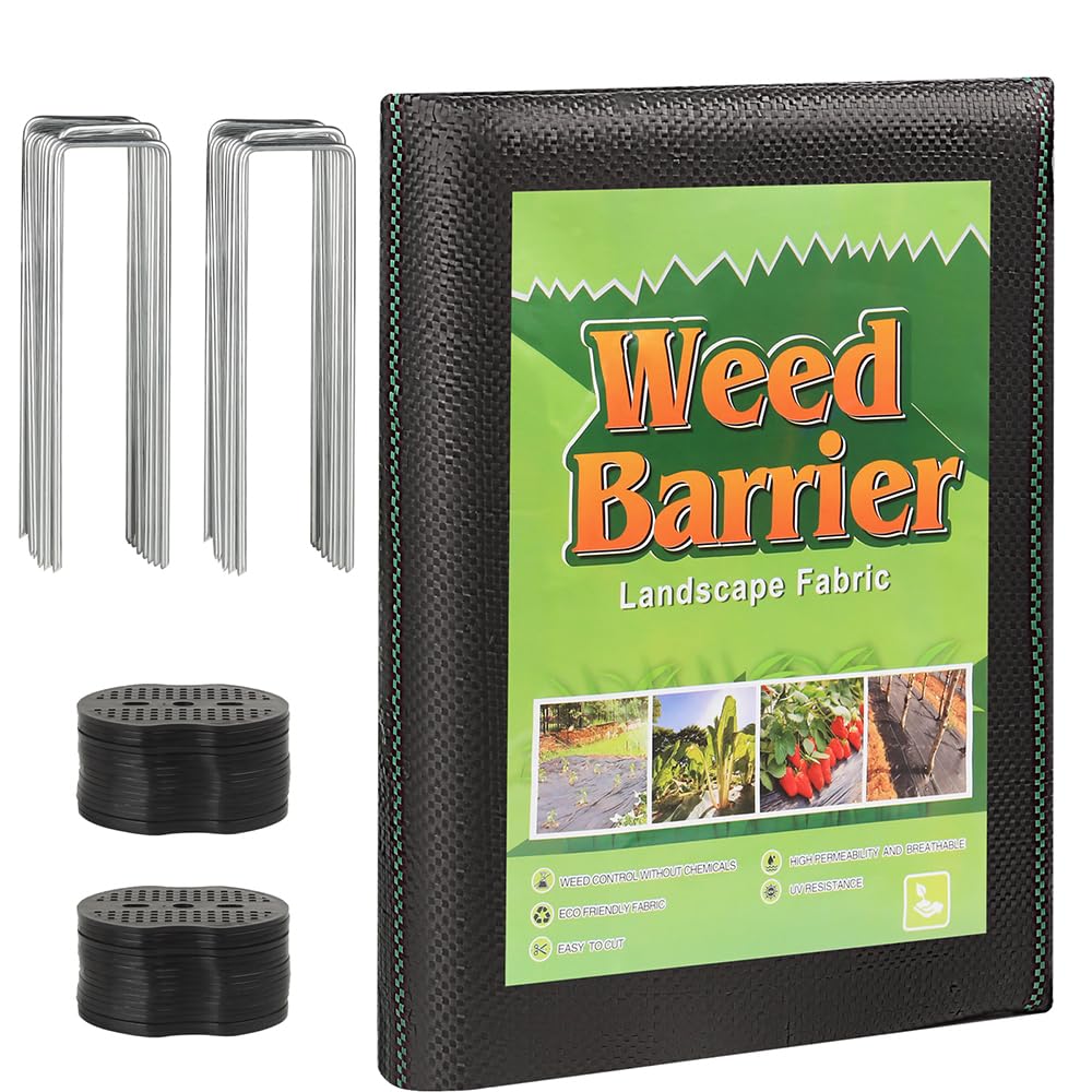 BEGONDIS Heavy Duty Weed Control Membrane with Garden Pegs- Premium Garden Membrane for Weed Barrier, Landscaping Fabric & Ground Cover & Weed Block