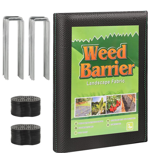 BEGONDIS Heavy Duty Weed Control Membrane with Garden Pegs- Premium Garden Membrane for Weed Barrier, Landscaping Fabric & Ground Cover & Weed Block