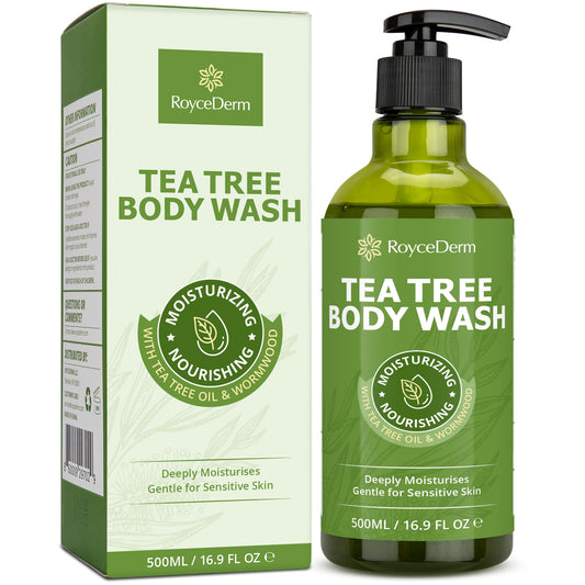 RoyceDerm Tea Tree Body Wash & Soap: Skin Care for Body Odor, Back Acne, Folliculitis, Tinea Versicolor, Jock Itch, Athlete?s Foot, and Ringworm -