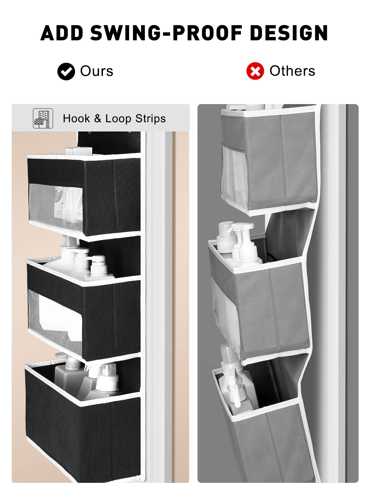 Yecaye Over the Door Organiser, 6-Tier, Black, 1 Pack