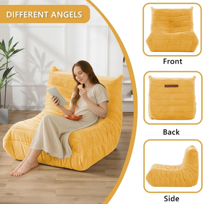 Bean Bag Chair w/ Filling, Comfy Lounge Chair, Floor Sofa Adults Yellow