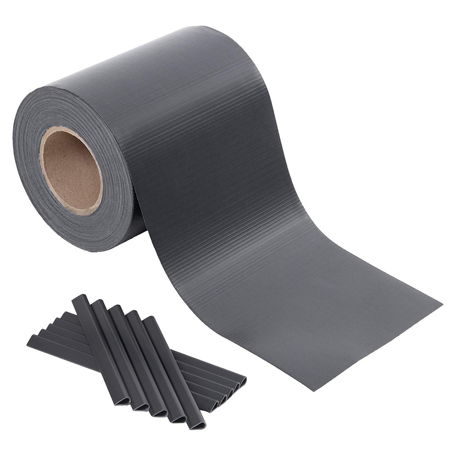 SONGMICS GPJ100GY RAL 7016 PVC Privacy Screen Wind Protection 2 Rolls m x 19 cm Extra Thick with 50 x Mounting Clips Anthracite, Charcoal, 100