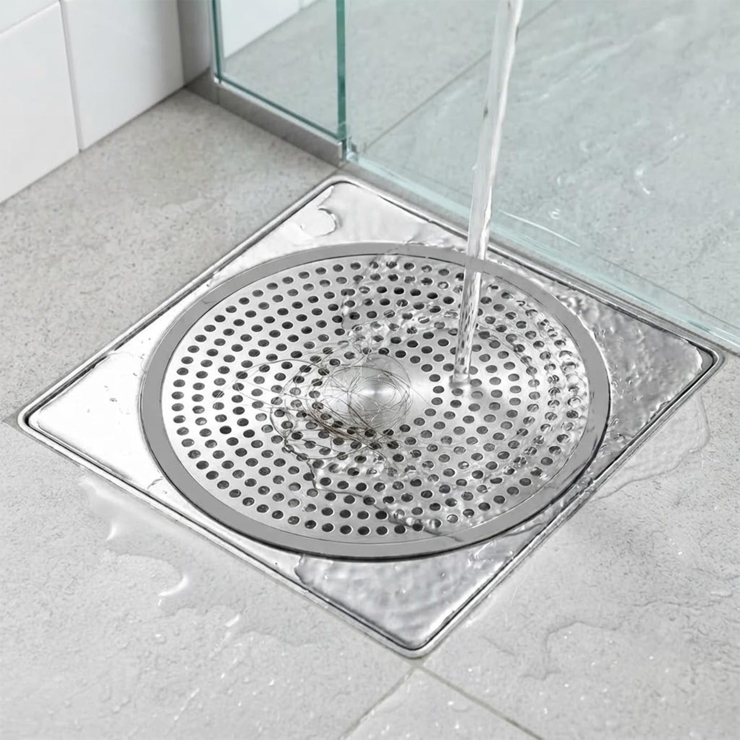 1Pcs Stainless Steel and Silicone Shower Drain Hair Catcher for Bath Drain