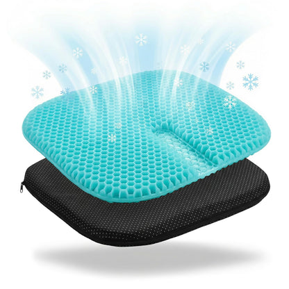Gel Seat Cushion - Soft Sitter Honeycomb Cushion with Non-Slip Cover Large Gel Cushion with Relieving Back coccyx Pain Pressure Cool Car Seat Pads