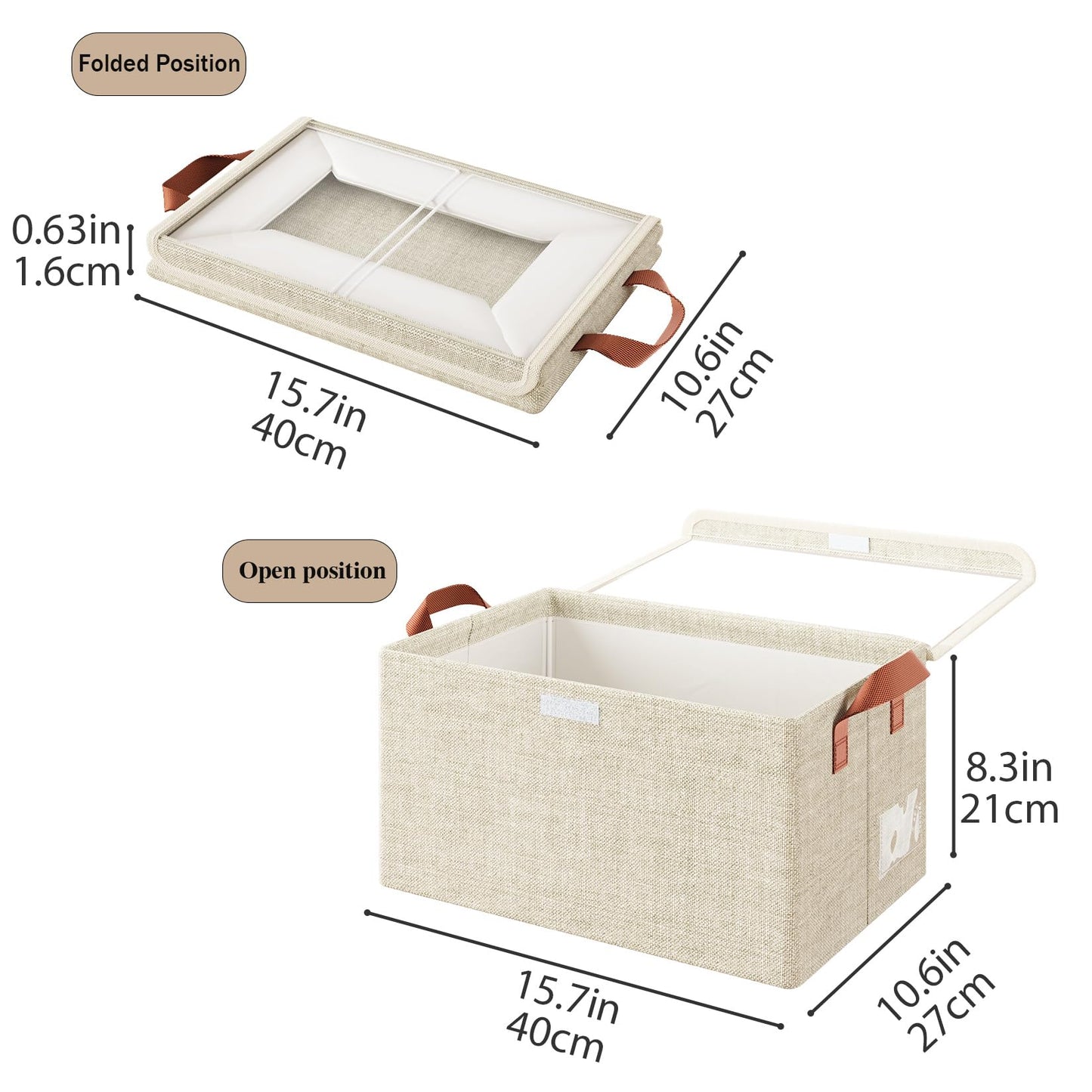 AARAINBOW Closet Clothes Storage Boxes 4 Pc, Fabric Stackable Shelf Organizer Bins, Foldable Closet Shelf Storage Container with Lid & Metal Frame