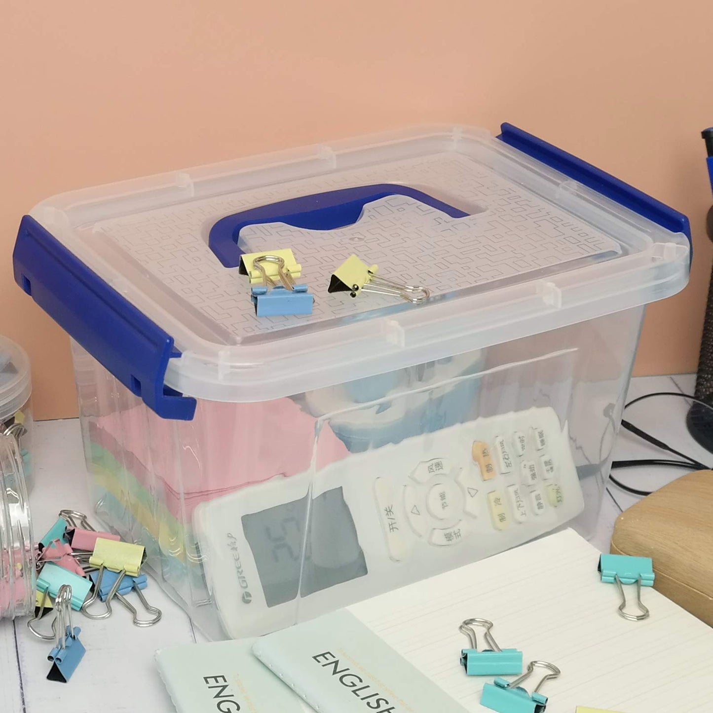 Nesmilers Plastic Storage Boxes with Lids, Plastic Container Box Set of 6