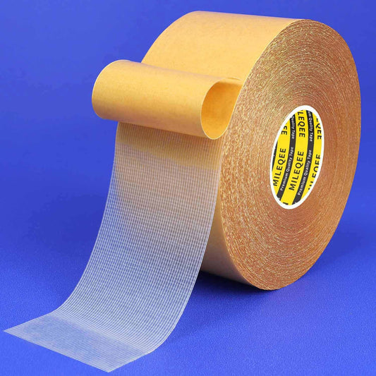 MILEQEE 1 Roll Double Sided Tape Heavy Duty, 2inx66FT(20m), Universal High Tack Strong Wall Adhesive with Fiberglass Mesh, Super Sticky Resistente