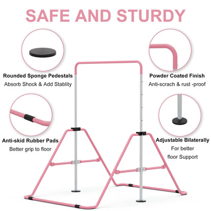 GYMMAGE Gymnastics Bars with Pad, Junior Training Kip Bar Gymnastics Equipment for Home Garden, Adjustable Height Gymnastic Folding Horizontal Bar