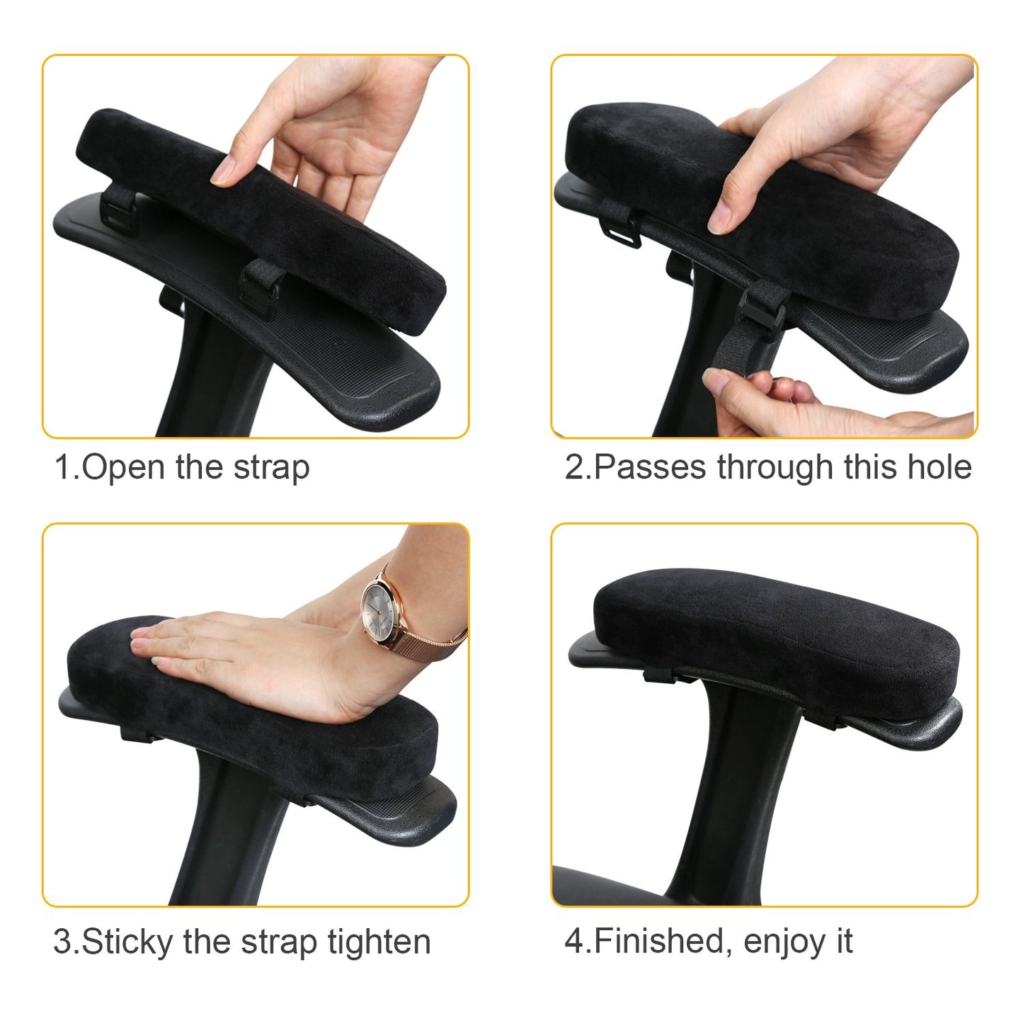Ballery Chair Armrest Pads, Ergonomic High Density Armrest Pads Foam Universal Office and Gaming Chair Armrest Covers Wheelchairs Armpad Cushion