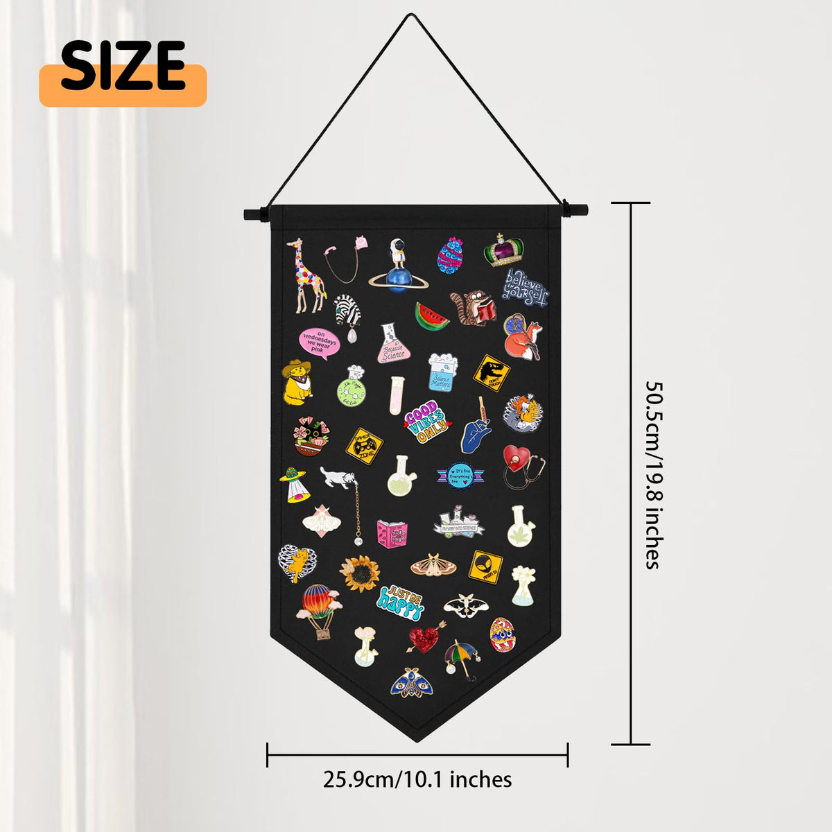 Kunyeah Wall Hanging Brooch Organizer Storage Case Colorful Canvas Pin Board Stand Enamel Pin Badge Hanging Holder Display Banner Earrings Collection