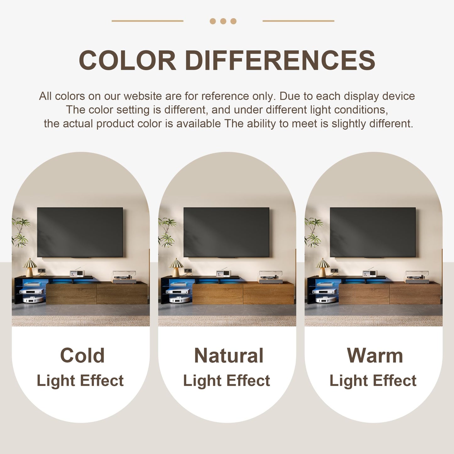 Ball & Cast Modern TV Cabinet Design: Stylish and Elegant, Practical Storage Space, Black and Wood Look, Glass Shelves, LED Lighting, 170x33x33.5cm