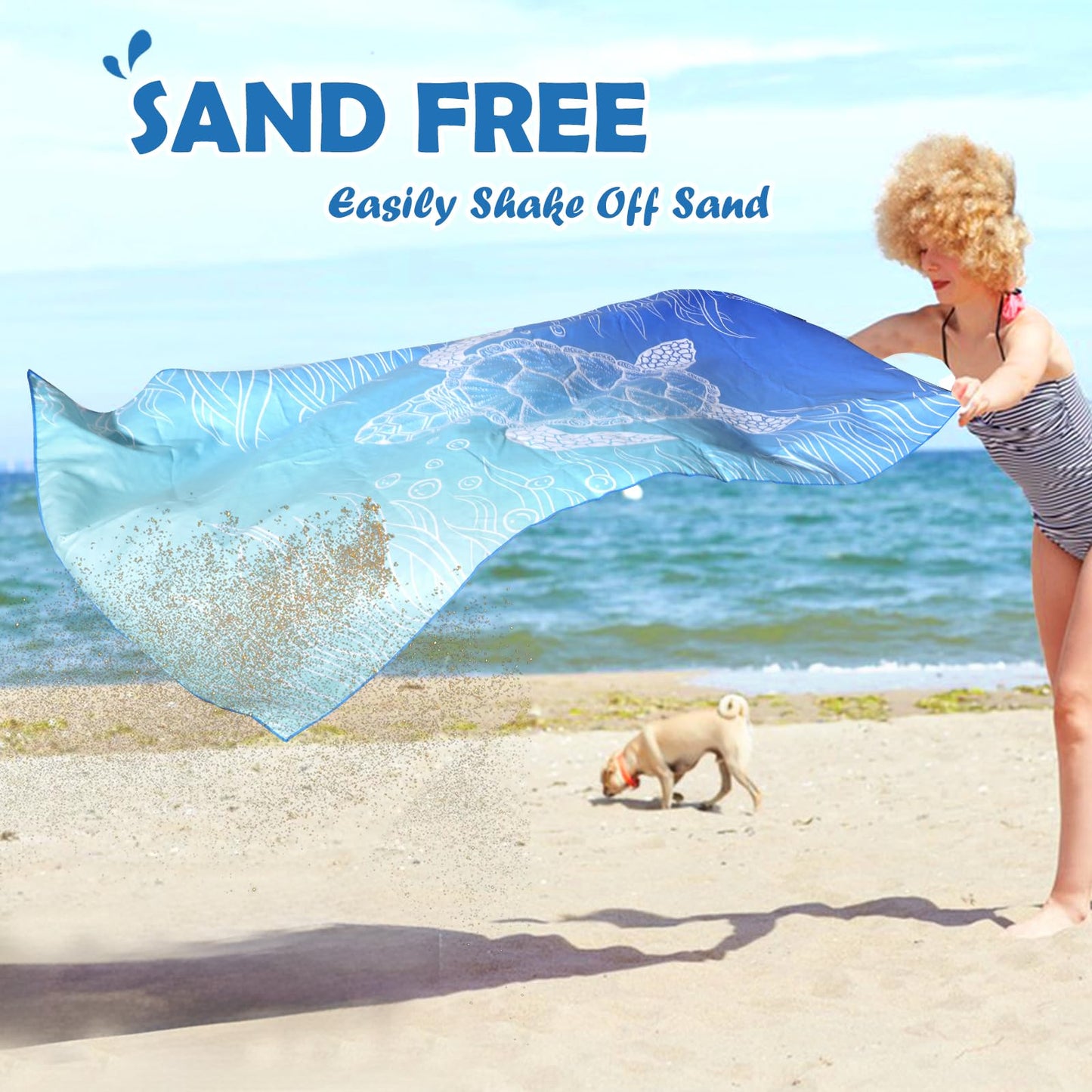 Anavasi 1 Pack Microfibre Beach Towels for Adults, 180 x 90 cm with Net Bag
