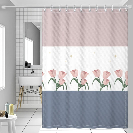 Tennove Shower Curtain Mould Resistant Flowers 200x200cm Drop Bathroom Curtain Waterproof Polyester Fabric Wet Room Bathtub Shower Curtain,Weighted