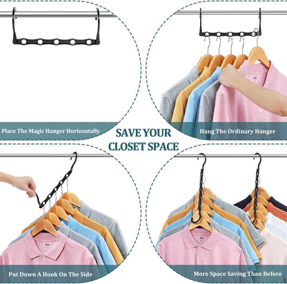 Eupako 12 Pack Space Saving Hangers, Black Closet Organizers and Storage