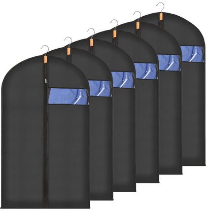 Sevenpers 6 Pack Suit Bags Garment Bags for Hanging Clothes 60x100cm Black